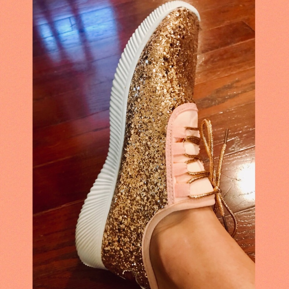 Women’s rose gold sparkly sneakers - Picture 3 of 3